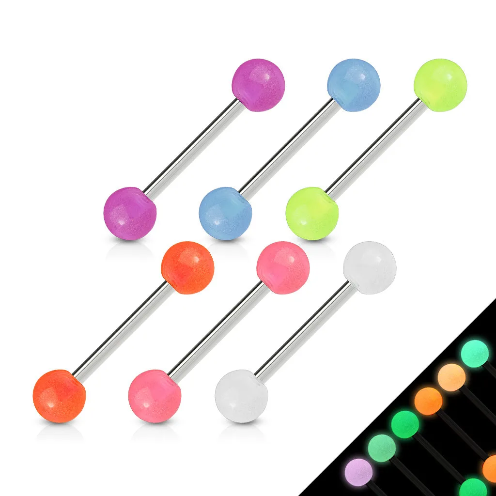 6 Pcs Value Pack of Assorted Color 316L Surgical Steel WildKlass Barbells with Glow In The Dark Balls