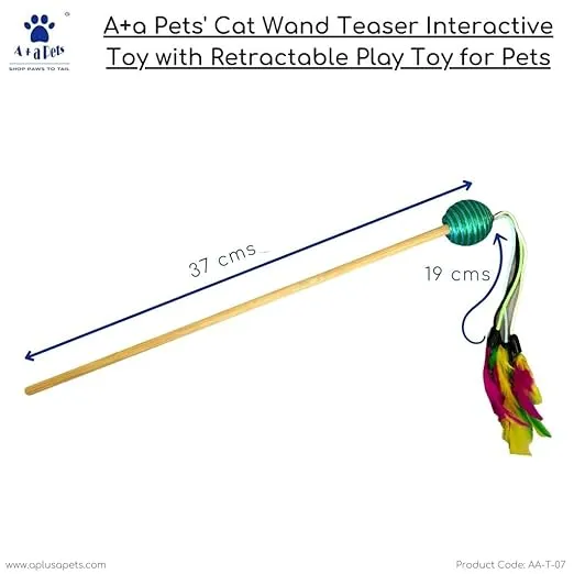 A a Pets' Cat Wand Teaser Interactive Toy with Round Feather Play - Lime Green