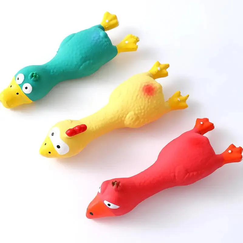 Colorful Latex Squeaky Chicken Toy for Dogs