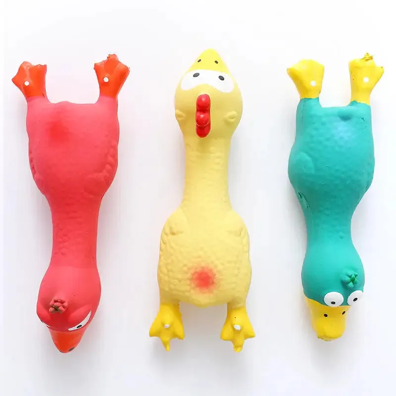 Colorful Latex Squeaky Chicken Toy for Dogs