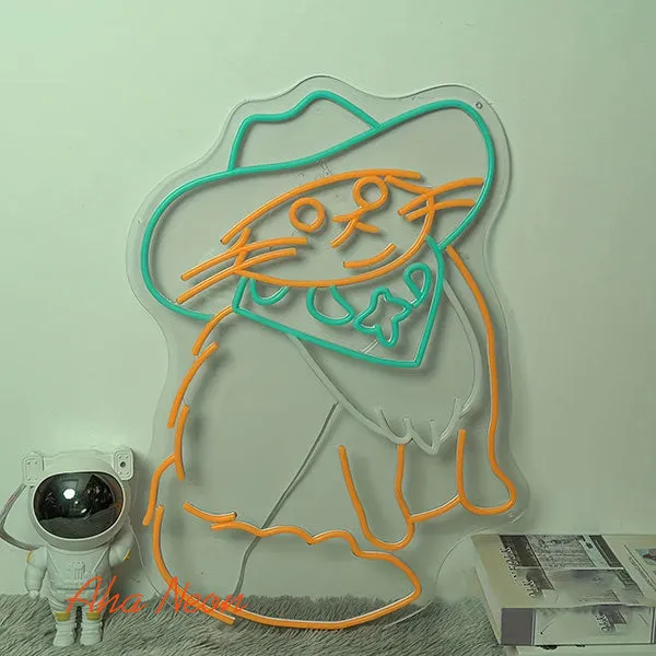 Cowboy Cat Neon Wall Art