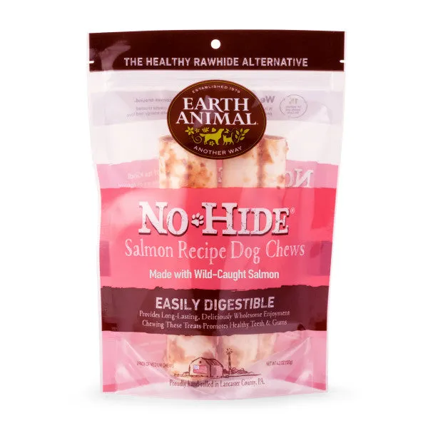 Earth Animal No-Hide Cage-Free Salmon Natural Rawhide Alternative Dog Chews, 7-in