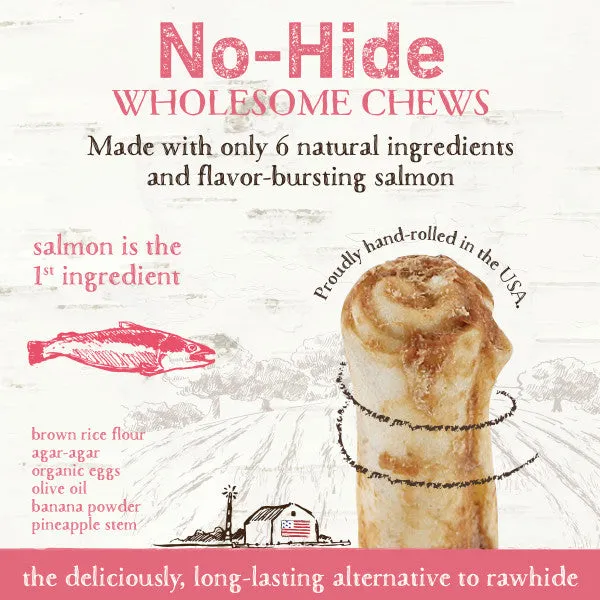 Earth Animal No-Hide Cage-Free Salmon Natural Rawhide Alternative Dog Chews, 7-in