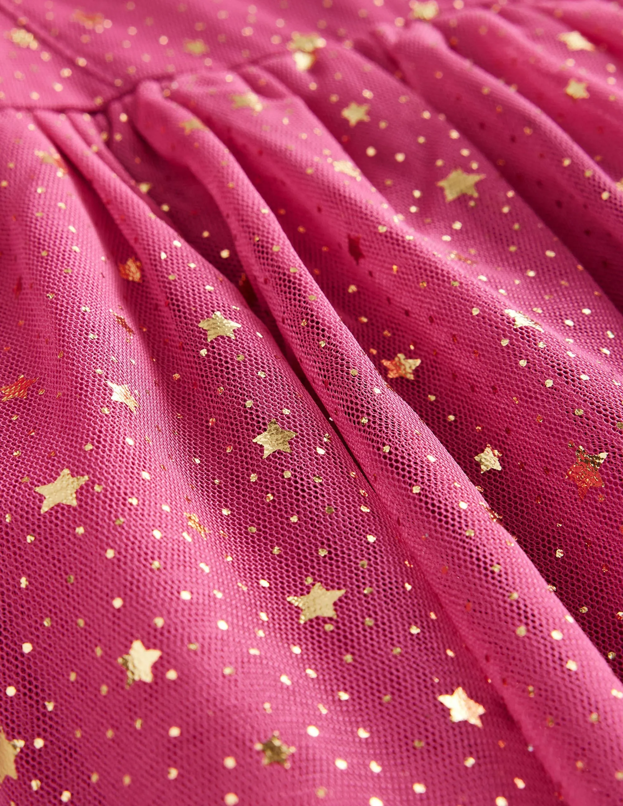 Foil Star Tulle Dress-Sweet William Pink