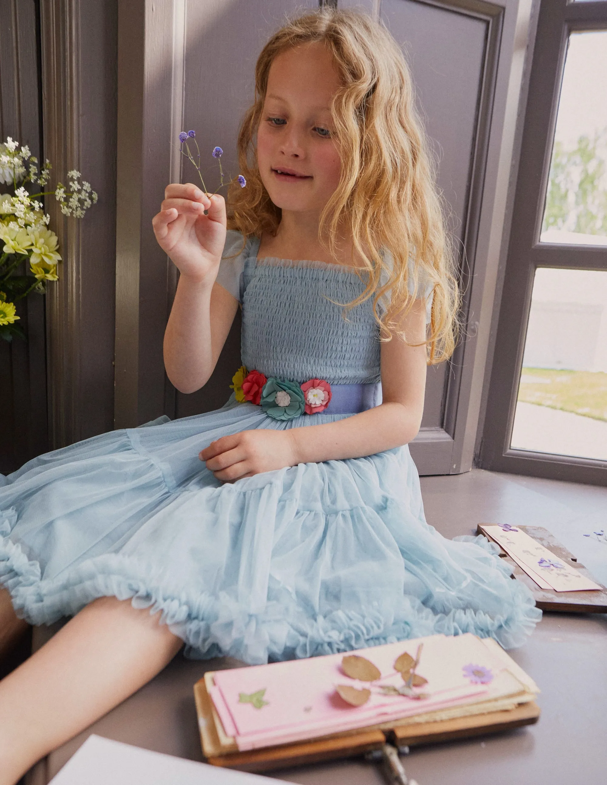 Full Tulle Corsage Dress-Tourmaline Blue