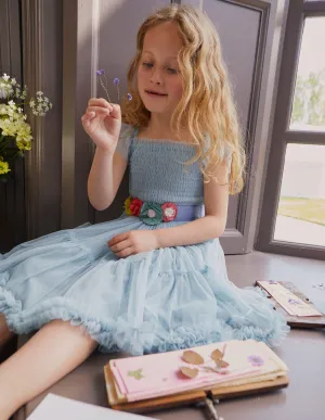 Full Tulle Corsage Dress-Tourmaline Blue