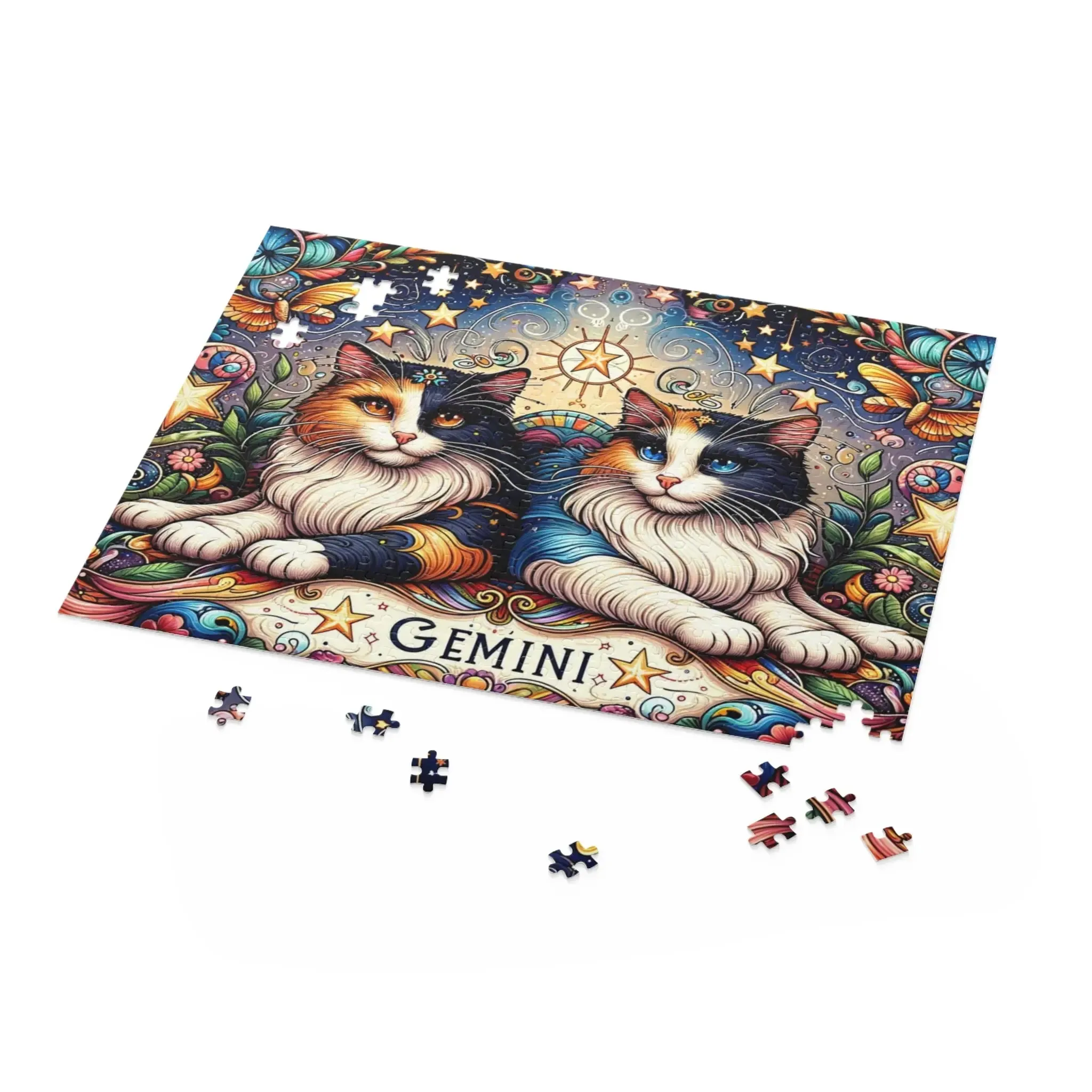 Gemini Zodiac Birthday Puzzle - Cat Lover Gift 120, 252, or 500 -piece options