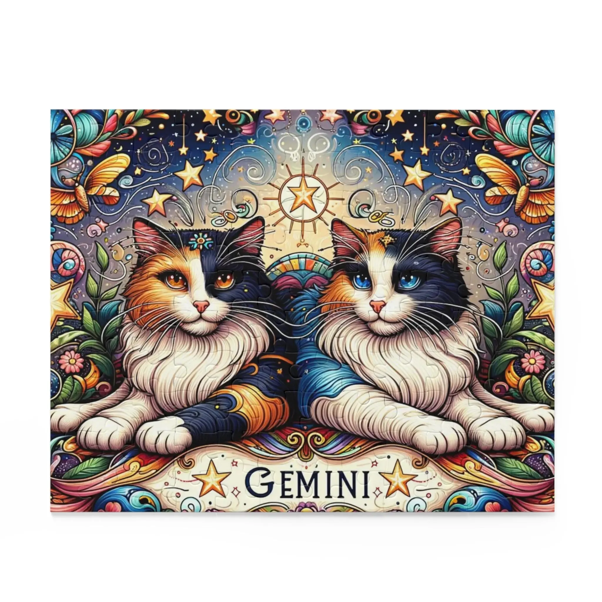Gemini Zodiac Birthday Puzzle - Cat Lover Gift 120, 252, or 500 -piece options