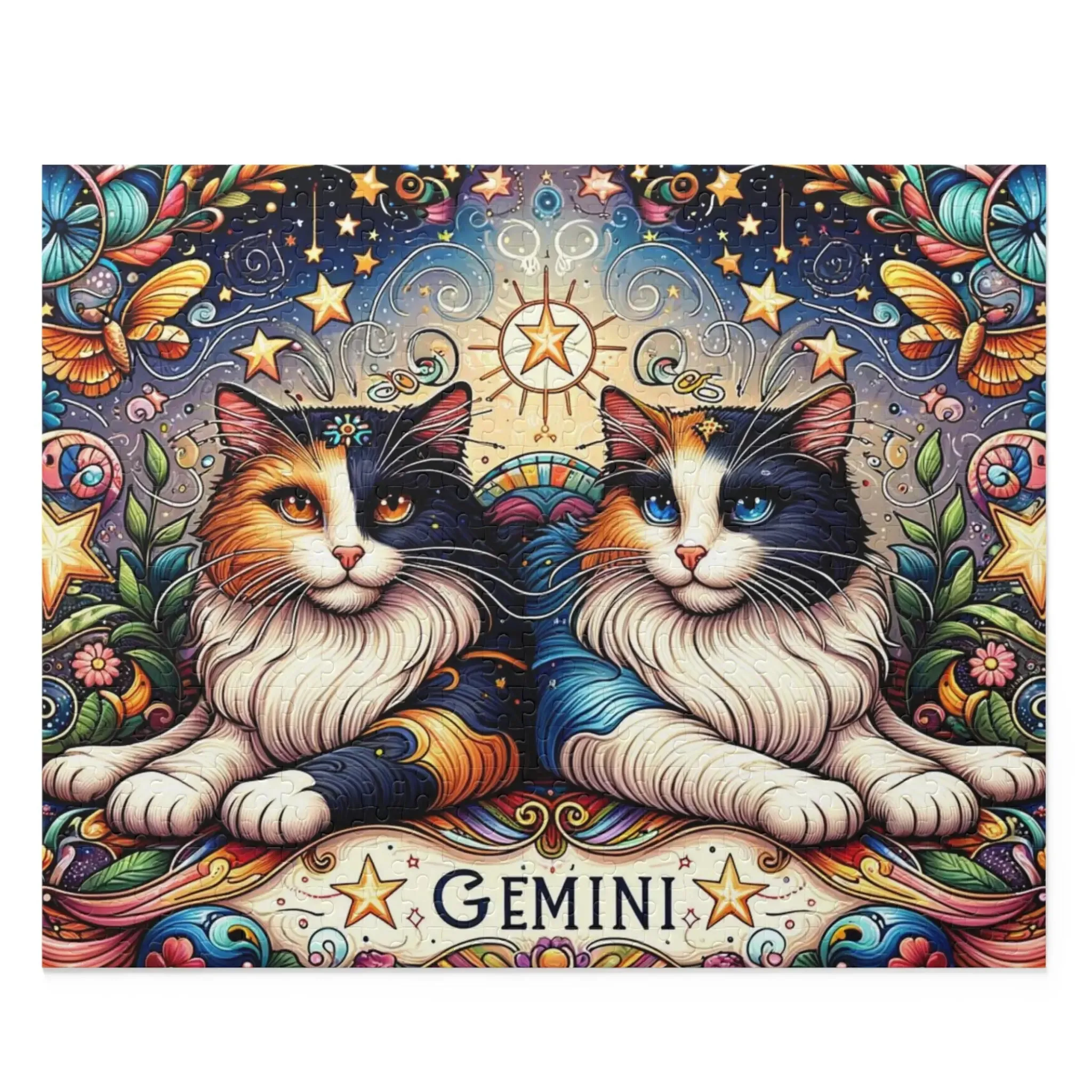 Gemini Zodiac Birthday Puzzle - Cat Lover Gift 120, 252, or 500 -piece options