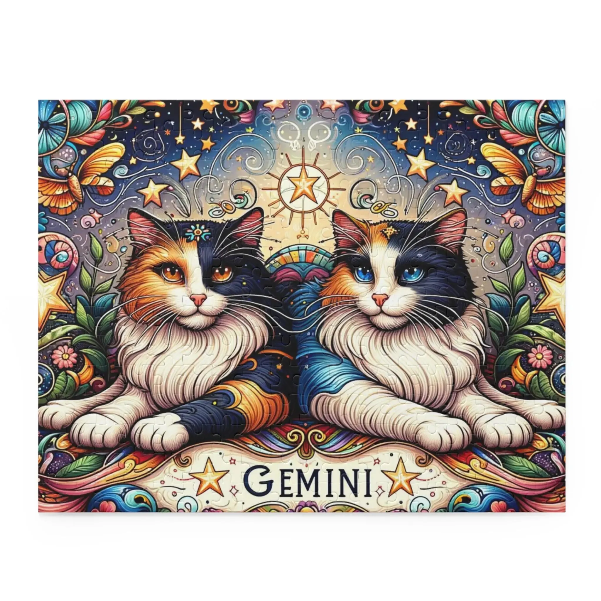 Gemini Zodiac Birthday Puzzle - Cat Lover Gift 120, 252, or 500 -piece options