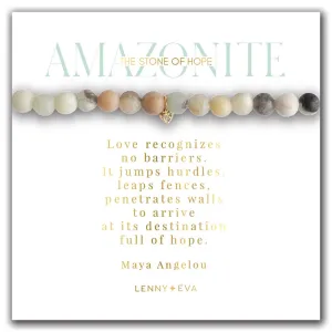 Gemstone Bracelet with Tiny Heart Charm-Amazonite