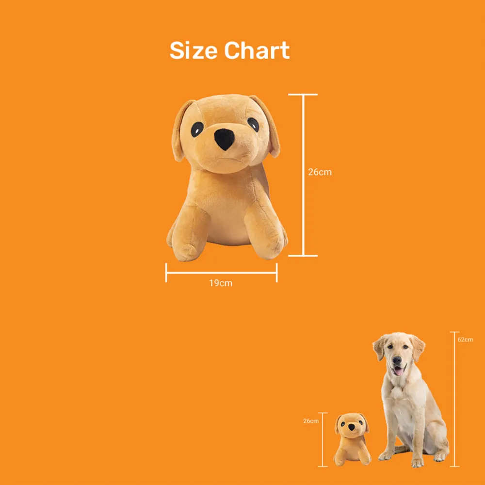 Kibbo Non Toxic & Durable Soft Stuffed Dog Shaped Toy for Dogs and Cats (Brown)