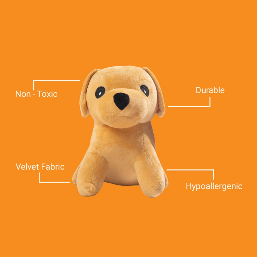 Kibbo Non Toxic & Durable Soft Stuffed Dog Shaped Toy for Dogs and Cats (Brown)