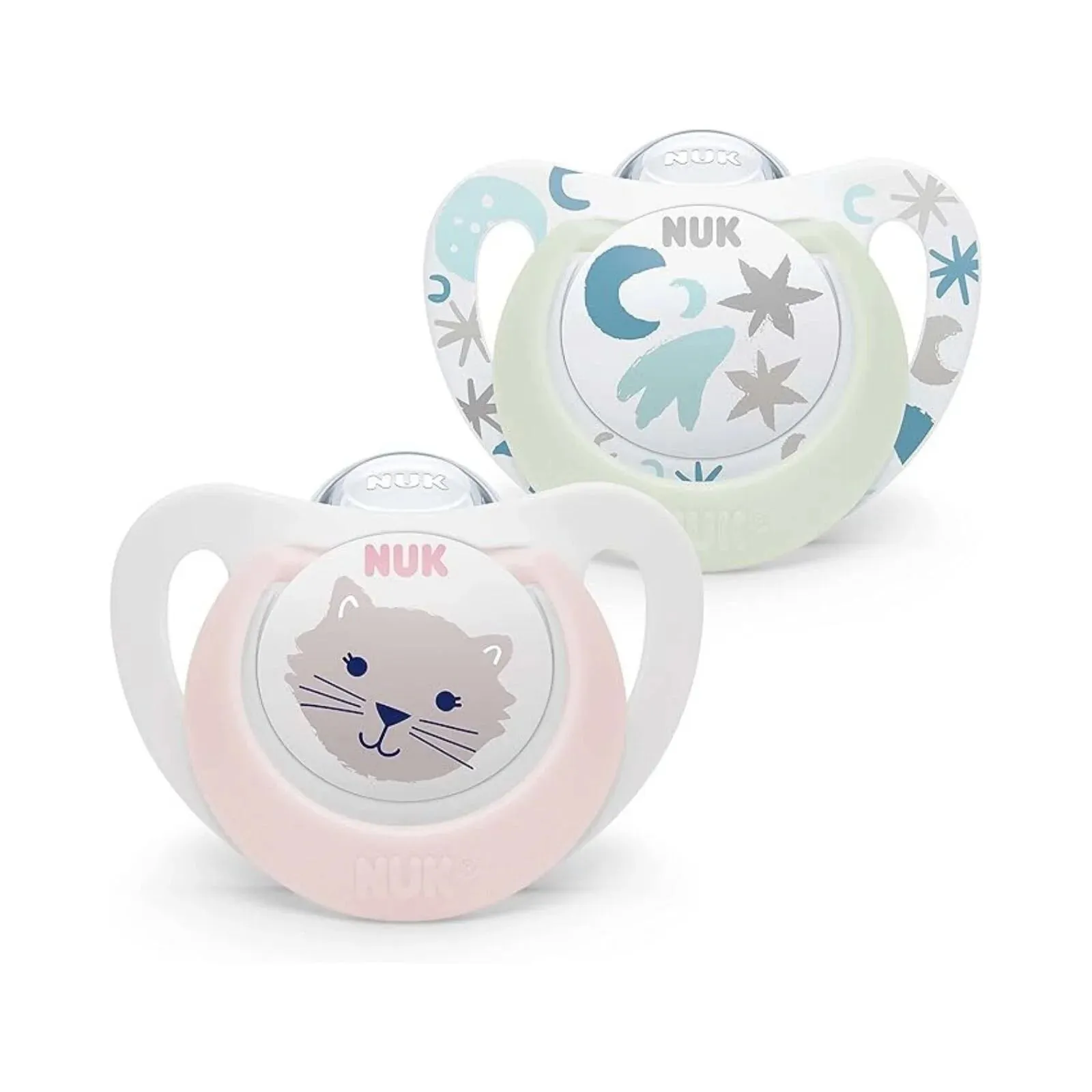 NUK Star Day & Night Soother 0-6 months 2 pcs - Pink