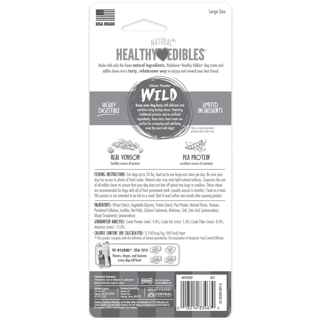 Nylabone Healthy Edibles WILD Natural Long Lasting Venison Flavor Dog Chew Treats - Large/Giant, 1-count