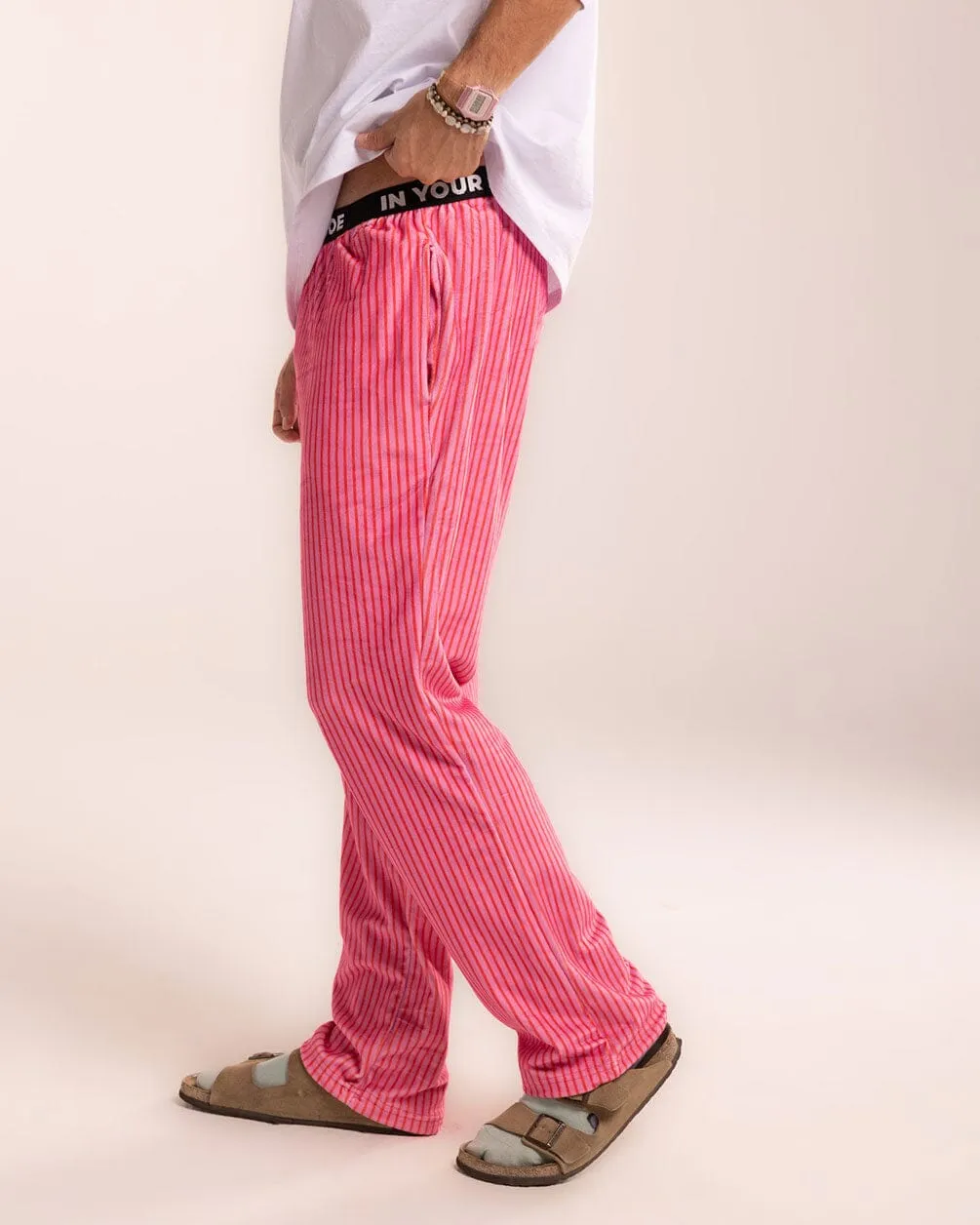 Pink Striped Fluffy Pjoys