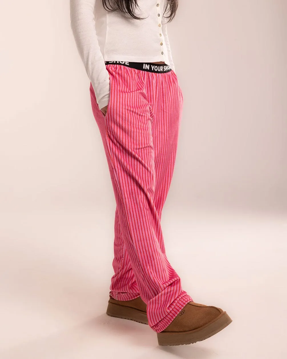 Pink Striped Fluffy Pjoys