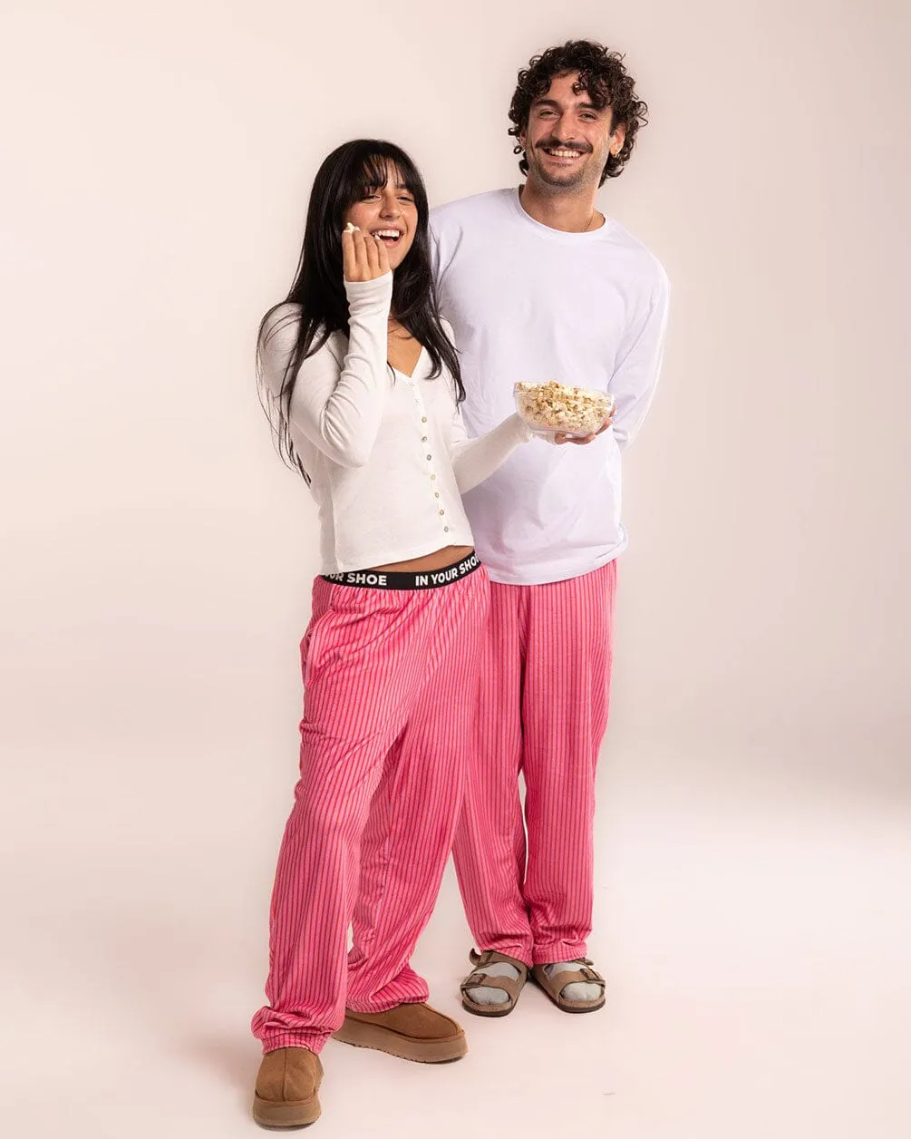 Pink Striped Fluffy Pjoys