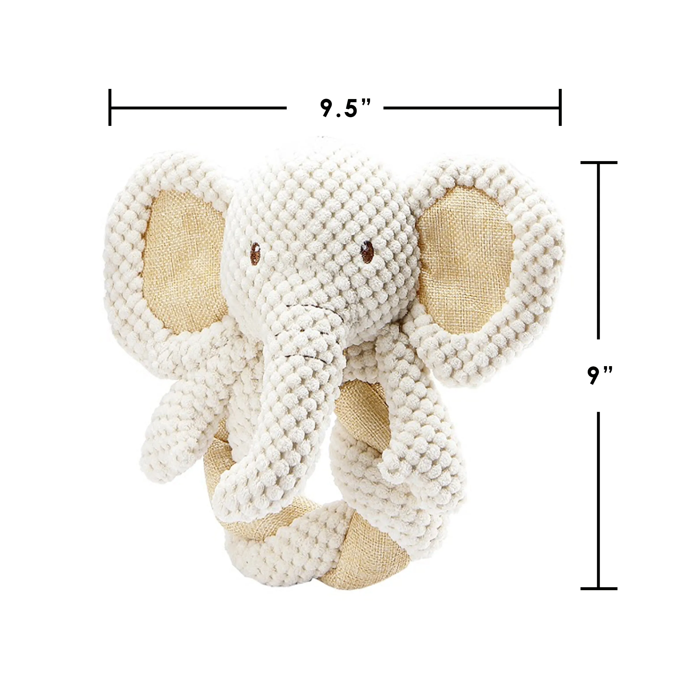 Tough Hemp Elephant Twist Dog Toy: Fun Squeaker, Mentally & Physically Stimulates, Large Hemp Rope Body for Chewing, Tough Hemp for Play & Fetch, Non-Toxic, Cleans Teeth, Variety of Textures, for Pets