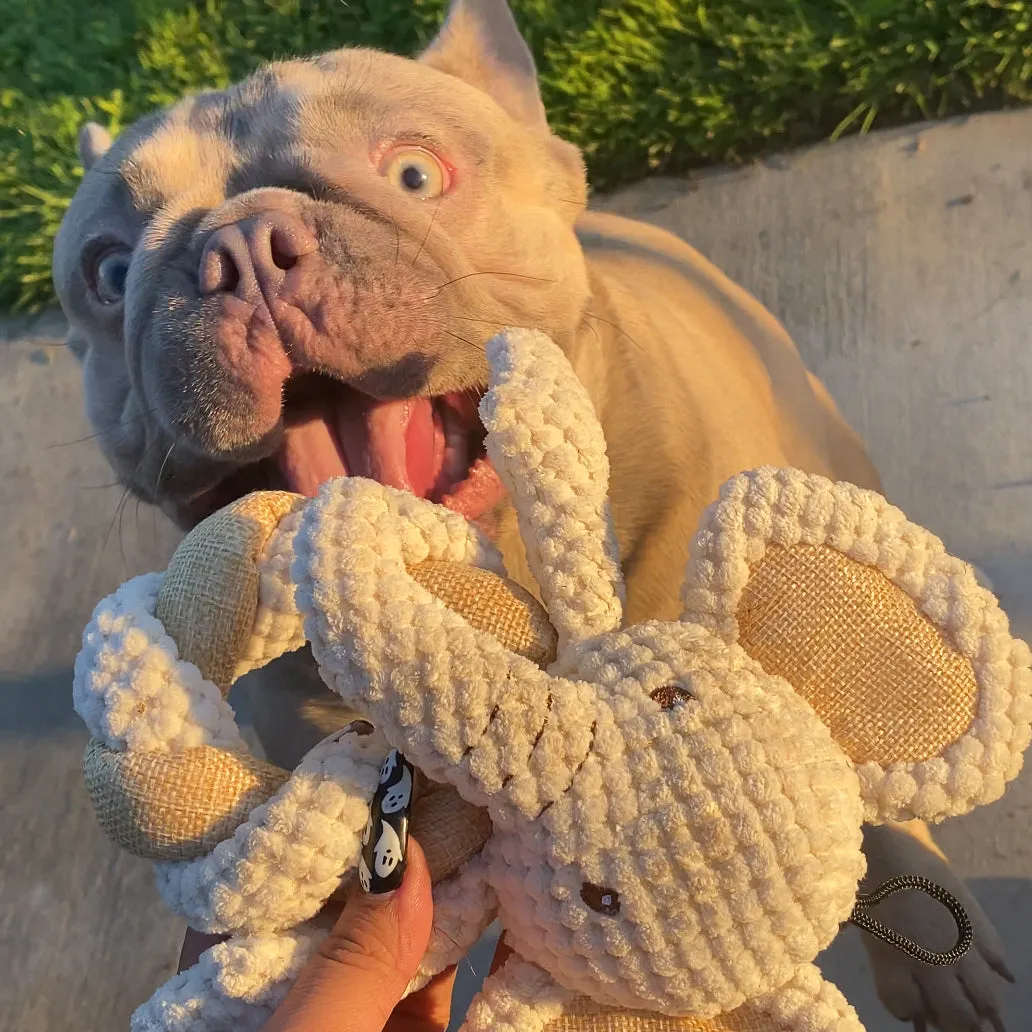 Tough Hemp Elephant Twist Dog Toy: Fun Squeaker, Mentally & Physically Stimulates, Large Hemp Rope Body for Chewing, Tough Hemp for Play & Fetch, Non-Toxic, Cleans Teeth, Variety of Textures, for Pets