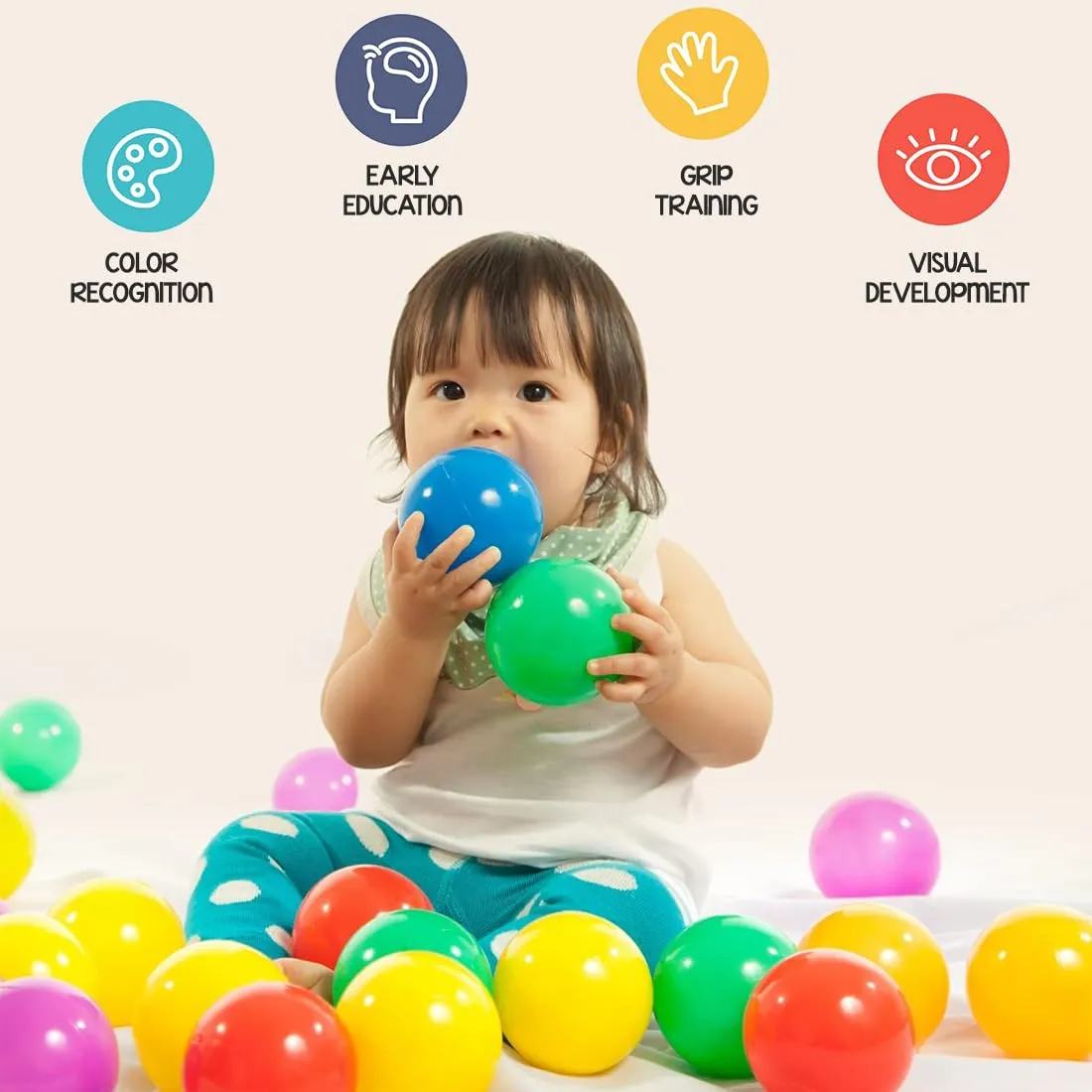 Wembley Pool Ball 50 Pcs 6 Cm Colorful Small Plastic Balls Safe Soft Ball For Baby Playing Items Indoor Easy To Grasp | Bpa-Free, Non-Toxic Ball - Isi Safety Certified, Softball, Multicolor